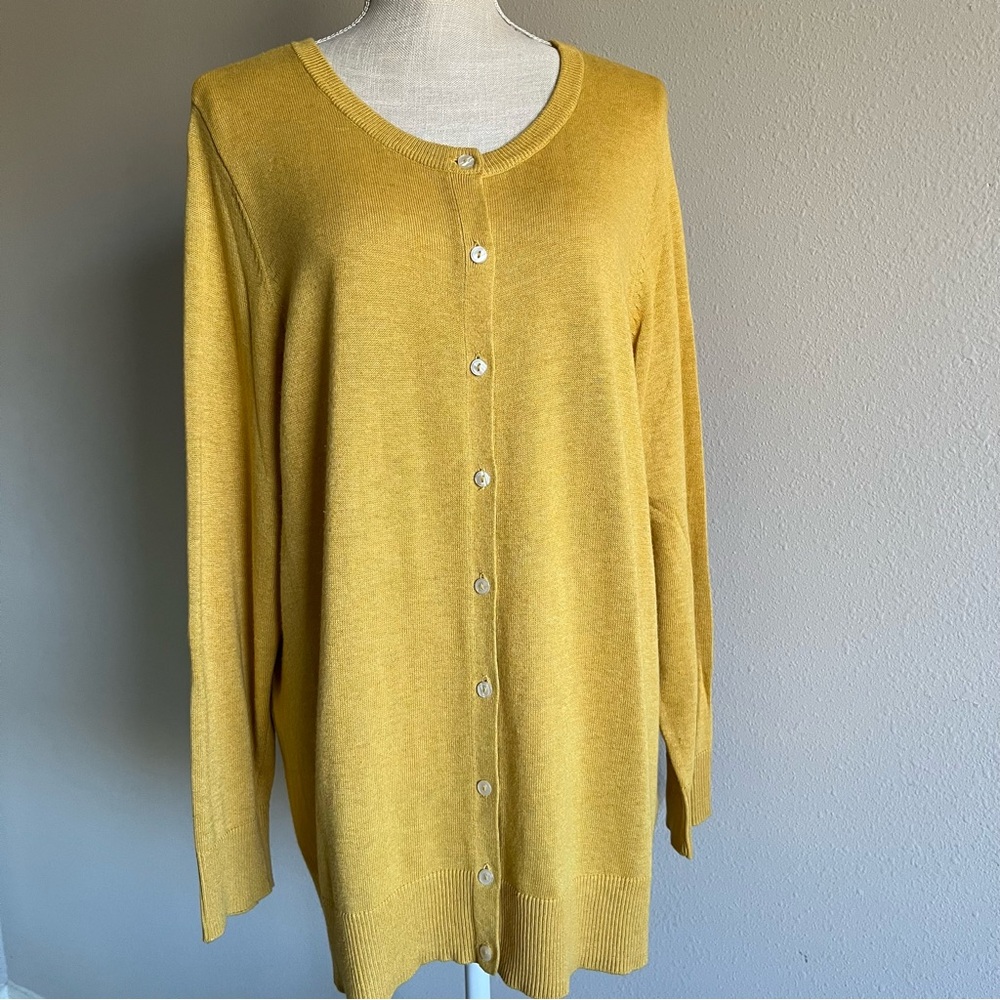 Croft & Barrow cotton blend Mustard Button-Up Cardigan women’s sweater size XL